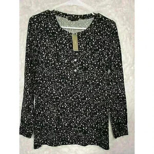 J Crew Reimagined Long‎ Sleeve Black W/Stars Sleepwear Womens  small NWT Camping
